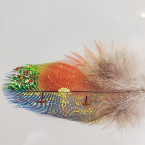 Original Feather Oil Paintings Artist: Roboide 2000 Parrots and Tropical Sunset - Picture 8 of 10